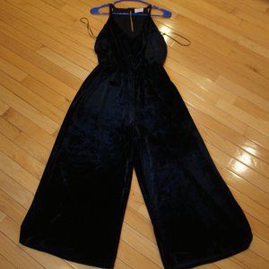 Black Velvet Cropped Jumpsuit
